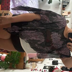 Sequin flowy blouse 100% Silk